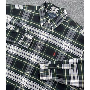 Ralph Lauren Shirt Men's L Blaire Oxford Button Down Green Tartan